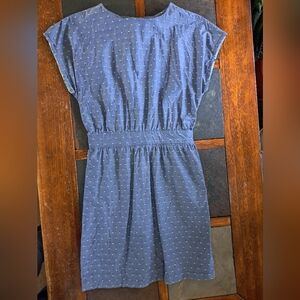 Handmade, Vintage, textured blue and white polka dot dress - Size Small